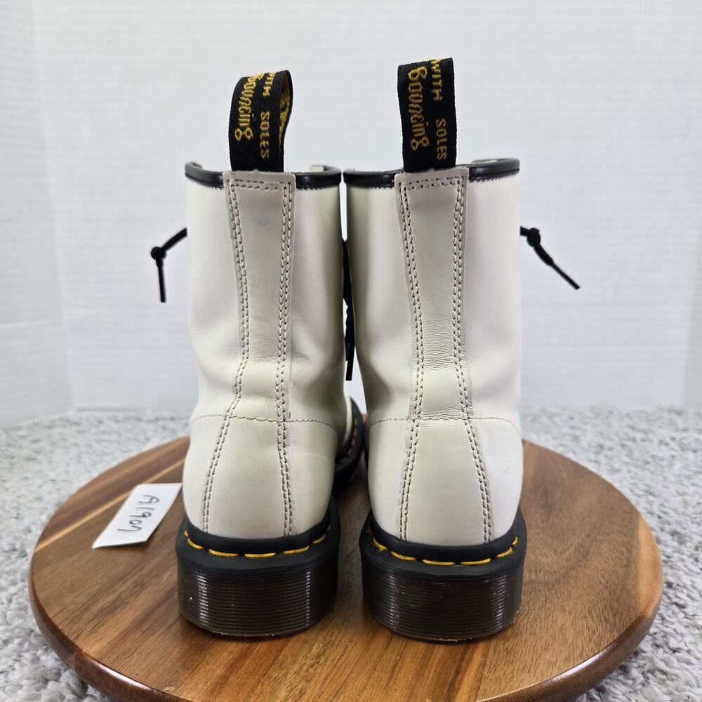 Dr. Martens Womens 6 1460 Smooth Leather White Lace Up Casual Y2K Combat Boots - Picture 2 of 13